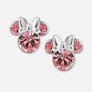 Minnie Mouse Crystal Stud Earrings in Sterling Silver with Trinket Dish